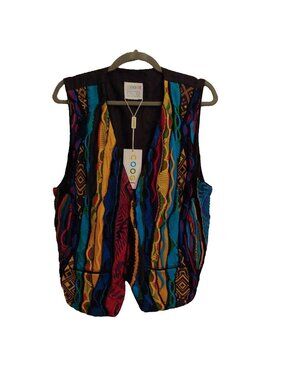 Coogi Womens Sweater Vest Colorful 3D Knit Mercerized Cotton 90s Hip Hop S